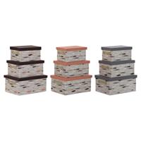 Set van opstapelbare opbergboxen DKD Home Decor Bruin Grijs Oranje 40 x 30 x 20 cm