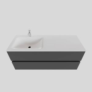 Badkamermeubel Solid Surface BWS Oslo 120x46 cm Links Mat Antraciet (met 1 kraangat)