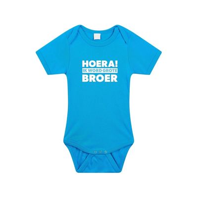 Blauw Hoera ik word grote broer rompertje voor jongens