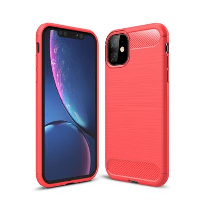 Geborsteld textuur Carbon Fiber TPU Case voor de iPhone XIR 2019 (rood)