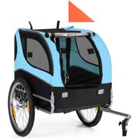 Dieren Fietskar Fietskar voor Kleine en Middelgrote Honden met 50cm Wielen Zonnedak Universeel Fietspaar Zwart + Blauw