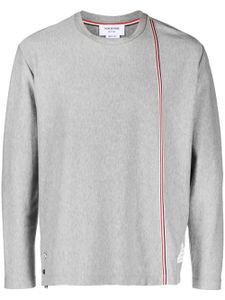 Thom Browne t-shirt à bande tricolore - Gris