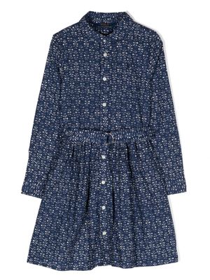 POLO RALPH LAUREN KIDS robe plissée Louella - Bleu