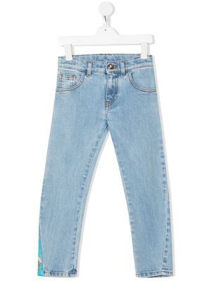 Versace Kids jean droit Barocco à design patchwork - Bleu