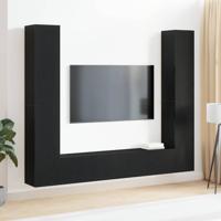 6-delige TV-kast set - Wandgemonteerd, Zwart eikenhout
