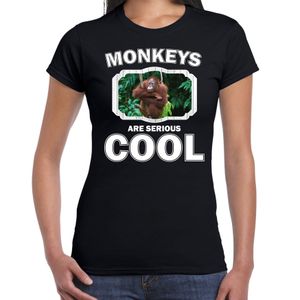 Dieren orangoetan t-shirt zwart dames - monkeys are cool shirt