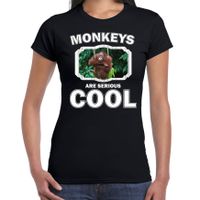 Dieren orangoetan t-shirt zwart dames - monkeys are cool shirt - thumbnail