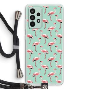 Flamingoprint groen: Samsung Galaxy A52s 5G Transparant Hoesje met koord