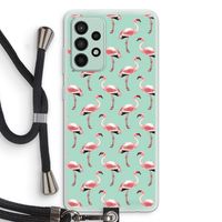 Flamingoprint groen: Samsung Galaxy A52s 5G Transparant Hoesje met koord