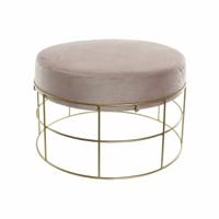 Voetensteun DKD Home Decor Gouden Metaal Polyester Licht Roze (60 x 60 x 37.5 cm)