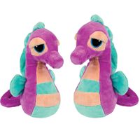 Suki Gifts pluche zeepaardjes knuffeldieren set - cute eyes - paars/blauw - 16 en 21 cm