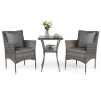 3-Delige Tuinset 2 Rotan Stoelen en Een Bijzettafel met Blad van Gehard Glas Een Loungeset voor Terras Tuin Veranda of Zwembad