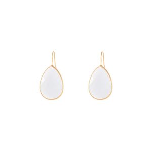 Go Dutch Label Hang Druppelvormige Cateye Oorbellen Wit Goud