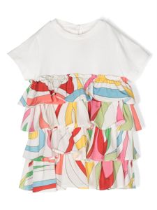 PUCCI Junior robe en coton à volants - Blanc