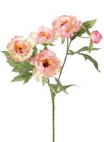Pioenroostak mini 3x vertakt met 4 bloemen dia. 7 cm 2 L/ 2 M & 1 knop 14 bladeren 60 cm - Top art