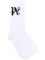 Palm Angels logo-print cotton-blend socks - Blanc - thumbnail