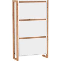 Schoenenkast - DENVER 49A - Wit / Eiken - 70 x 25 x 125 cm