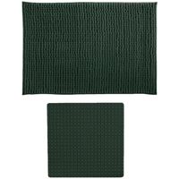 MSV Douche anti-slip mat en droogloop mat - Sevilla badkamer set - rubber/microvezel - donkergroen - thumbnail