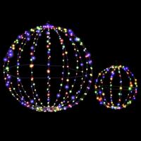 2 Voorverlichte Kerstornamenten 30 en 56 cm Verlicht Metalen Frame 440 Gekleurde LED-Lampjes Staande of Hangende Ornamenten