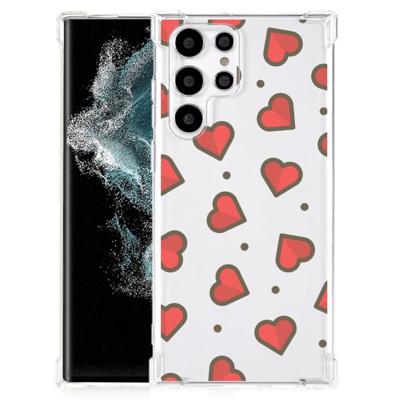 Samsung Galaxy S22 Ultra Doorzichtige Silicone Hoesje Hearts Samsung Galaxy S22 Ultra Doorzichtige Silicone Hoesje Hearts