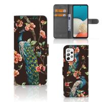Samsung Galaxy A73 5G | Telefoonhoesje | Met pasjeshouder | Pauw met Bloemen Samsung Galaxy A73 5G | Telefoonhoesje | Met pasjeshouder | Pauw met Bloemen