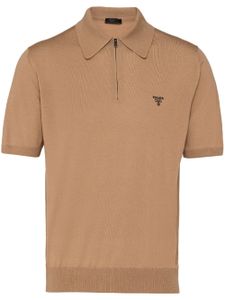 Prada polo en laine à col zippé - Marron