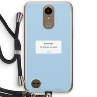 Reminder: LG K10 (2017) Transparant Hoesje met koord