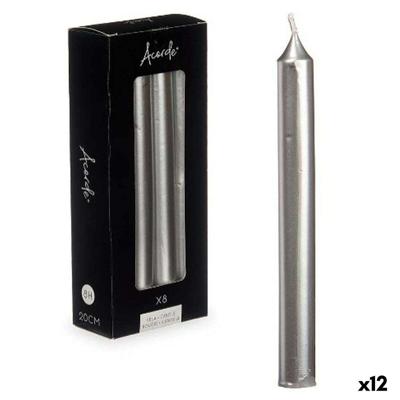 Kaarsenset Acorde Zilverkleurig 2 x 2 x 20 cm 8,5 x 20,5 x 4,5 cm 9 x 21 x 4,5 cm (12 Stuks)