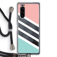 Strepen pastel: Sony Xperia 5 Transparant Hoesje met koord