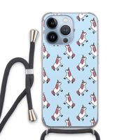 Eenhoorns overal: iPhone 13 Pro Transparant Hoesje met koord