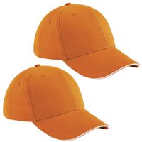 2x stuks 6-panel Oranje supporters baseballcap