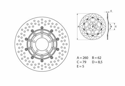 BREMBO Serie Oro remschijf, remschijven voor de moto, vast 68B407B1