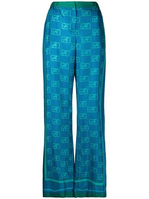 Alberta Ferretti pantalon ample monogrammé - Bleu