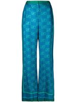 Alberta Ferretti pantalon ample monogrammé - Bleu