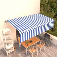 Luifel automatisch uittrekbaar met rolgordijn 6x3 m blauw wit