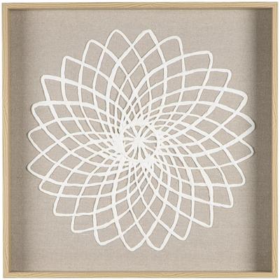 Leen Bakker - Schilderij Flower Off-white /glas - 50x50 Cm - MDF - Beige#Crème#Wit - 5.5x50x50 Cm