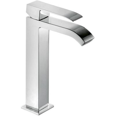 Wastafelkraan Tres Cuadro | Opbouw | Mengkraan | Waterval uitloop | Hoog model | 1-hendel | Vierkant | Chroom
