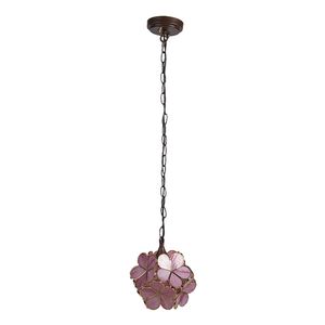 HAES DECO - Hanglamp Tiffany Roze, Geel 21x21x17/90 cm E14/max 1x40W