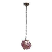 HAES DECO - Hanglamp Tiffany Roze, Geel 21x21x17/90 cm E14/max 1x40W - thumbnail