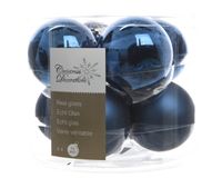 Kerstbal glas glans-mat diameter 7cm nacht blauw - Ksd