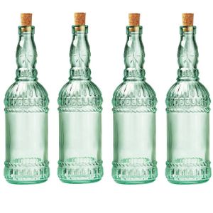 4x stuks glazen fles/karaf met kurk en dop 71 cl