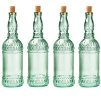 4x stuks glazen fles/karaf met kurk en dop 71 cl