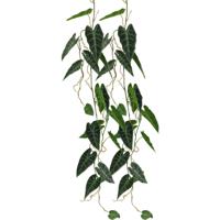 Bellatio Design kunstplant/hangplant slinger - 2x - Alocasia - groen - 105 cm