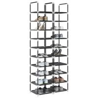 Schoenenrekken 2 st 33x33x174 cm vliesvrij 10-laags zwart