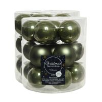 54x stuks kleine glazen kerstballen mos groen 4 cm mat/glans - thumbnail