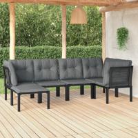 6-delige Loungeset poly rattan zwart en grijs