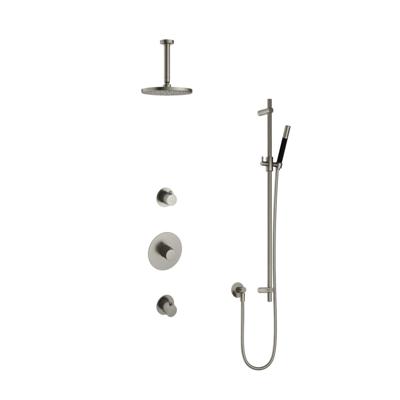 Hotbath Cobber - Inbouw Regendoucheset - Geborsteld Nikkel - 2 Stopkranen - Thermostatisch - Plafondbuis 15 cm - Hoofddouche 200 mm - Staafhanddouche - Glijstang 900 mm - Waterbesparend