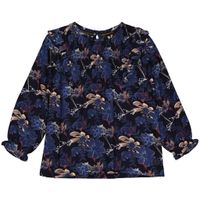LEVV Little Meisjes blouse - Birgit - AOP donker blauw bloemen - thumbnail