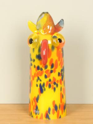 Decoratie glas, papegaai geel