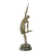 A BRONZE SCULPTURE OF A NUDE WOMAN WITH ARM UP - thumbnail